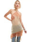 Фото #4 товара COLLUSION festival sheer chiffon & lace mini halter dress with asymmetric hem in neutral