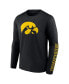 ფოტო #3 პროდუქტის Men's Black Iowa Hawkeyes Double Time 2-Hit Long Sleeve T-shirt
