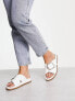 ASOS DESIGN Wide Fit Flash buckle cross vamp flat sandals in white