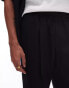 Topman smart taper trousers with elasticated waistband in black