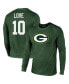 ფოტო #1 პროდუქტის Men's Threads Jordan Love Green Green Bay Packers Name and Number Long Sleeve Tri-Blend T-shirt
