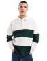 ASOS DESIGN colour block polo in green and white