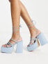 Daisy Street platform heeled sandals in baby blue