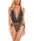 Фото #1 товара Women's Sloane Soft Cup Deep Plunge Teddy with Lace Up Ribbon Detailing