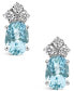 ფოტო #3 პროდუქტის Aquamarine (3/4 ct.t.w) and Diamond (1/8 ct.t.w) Stud Earrings in 14K White Gold