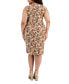 Фото #2 товара Plus Size Printed Faux-Wrap Sheath Dress