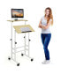 Фото #9 товара Height Adjustable Mobile Standing Desk with Rolling Wheels for Office and Home