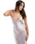 Miss Selfridge metallic maxi slip dress in silver 38 - фото #2