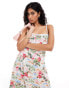 ASOS DESIGN square neck cami shirred bodice maxi dress in hawaiian print