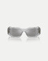 Фото #3 товара Versace biggie irregular sunglasses in grey with silver mirrored lens in transparent grey