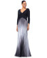 Фото #3 товара Women's Ombré Pleated 3/4-Sleeve Gown