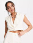 Фото #8 товара Kyo The Brand sleeveless boxy cropped blazer co-ord in cream