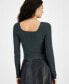 Фото #2 товара Women's Ribbed Square-Neck Long-Sleeve Sweater, Created for Macy's