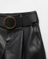 Women's Leather Effect Belt Shorts