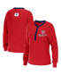 Women's Red Washington Nationals Waffle Henley Long Sleeve T-shirt