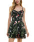 Juniors' Sweetheart-Neck Fit & Flare Floral-Embroidered Dress black floral multi, 0 - фото #1