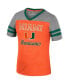 Big Girls Orange, Heather Gray Miami Hurricanes Summer Striped V-Neck T-shirt