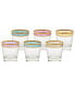 Melania Collection Multicolor Double Old Fashion Glasses, Set of 6