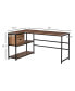 Фото #2 товара L-Shaped Home Office Desk with Storage Shelves & Steel Frame