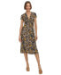 Women's Printed V-Neck Midi Dress