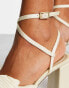 ASOS DESIGN Hitched bow detail mid heeled sandals in ivory