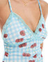 Фото #4 товара ASOS DESIGN gingham cherry cami dress in blue