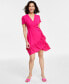 Фото #1 товара Women's Ruffled-Hem Wrap-Style Mini Dress, Created for Macy's