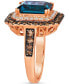 Deep Sea Blue Topaz (5 ct. t.w.), Chocolate Diamonds (3/4 ct. t.w.) & Nude Diamonds (1/4 ct. t.w.) Ring set in 14k Rose Gold