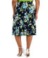 Plus Size Floral Flared Pull-On Midi Skirt