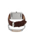 Men's Analog Brown Croc Leather Strap Watch 33mm Bracelet Gift Set