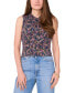 Фото #1 товара Petite Floral-Print Sleeveless Mock Neck Top