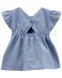 Baby 2-Piece Chambray Flutter Top & Bike Short Set 6M