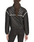Фото #3 товара Women's Quilted Faux Leather Bomber Jacket With Contrast Trim