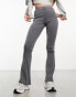 Фото #2 товара Miss Selfridge rib kickflare trouser in acid wash charcoal