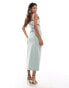 Фото #4 товара Vesper cut out detail front split midaxi dress in sage green