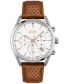 ფოტო #1 პროდუქტის Men's Chronograph Champion Brown Perforated Leather Strap Watch 44mm