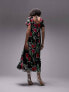 Фото #2 товара Topshop printed floral midi tea dress in red and purple floral