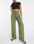 ASOS DESIGN pull on wide leg trouser in khaki