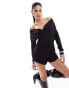 Фото #1 товара Simmi slinky wrap front off shoulder bodysuit in black