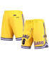 Фото #1 товара Men's LeBron James Gold Los Angeles Lakers Player Replica Shorts