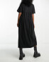 Фото #4 товара ASOS DESIGN Maternity short sleeve seam detail smock midi dress in black