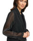 Фото #4 товара Women's Organza-Sleeve One-Button Blazer