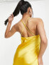 Фото #2 товара Miss Selfridge satin halter maxi slip dress in yellow