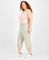 Фото #2 товара Plus Size Mid Rise Pull-On Cargo Capri Pants, Created for Macy's