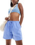 Фото #1 товара ASOS DESIGN pull on shorts with linen in blue