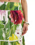 Hope & Ivy tiered maxi skirt in green floral co-ord