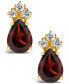 ფოტო #3 პროდუქტის Garnet (1-3/4 ct.t.w) and Diamond (1/8 ct.t.w) Stud Earrings in 14K Yellow Gold
