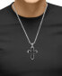 ფოტო #2 პროდუქტის EFFY® Men's Black Spinel Cross 22" Pendant Necklace (1-1/5 ct. t.w.) in Sterling Silver