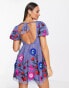 Фото #1 товара Maya mini dress with tie back detail in embroidered floral