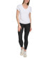 ფოტო #3 პროდუქტის Women's Solid V-Neck Short-Sleeve Tech Top